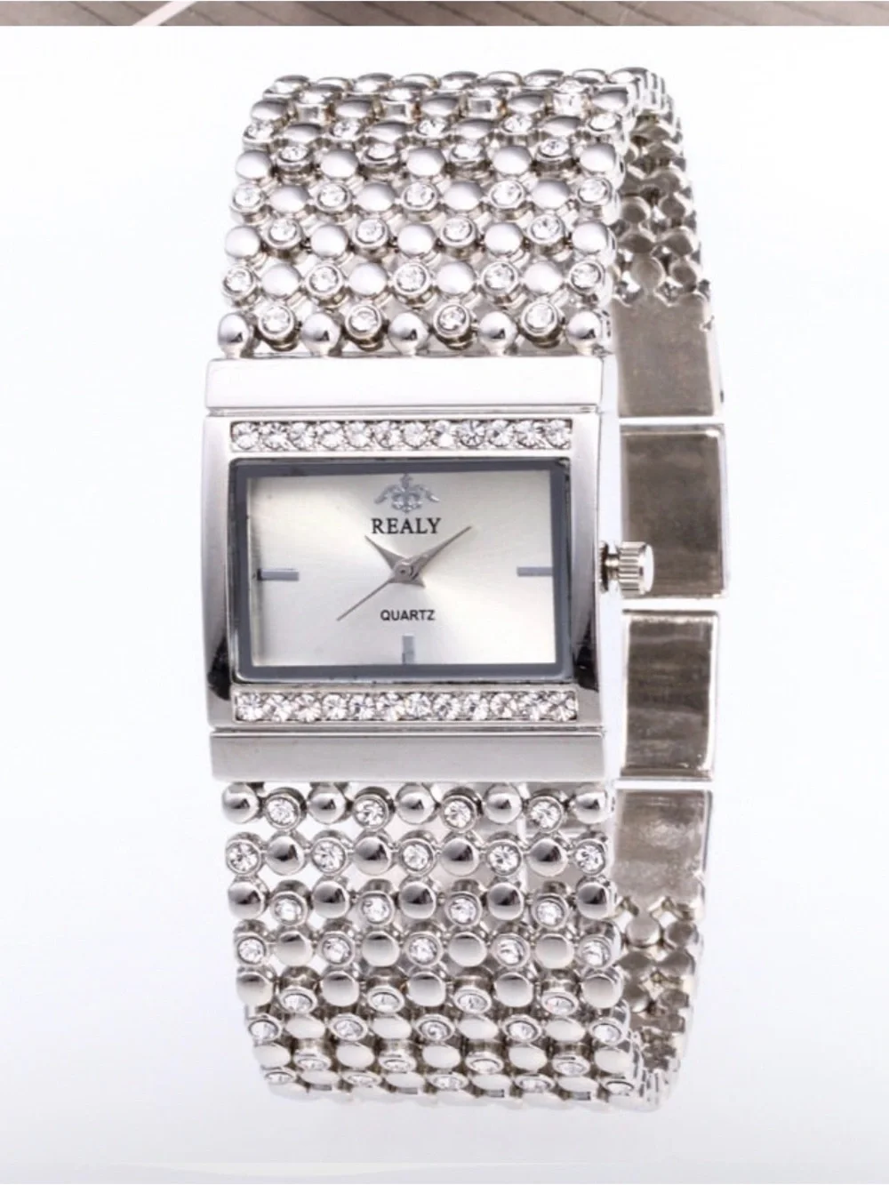 Silver Crystal Bracelet Watch for Women
